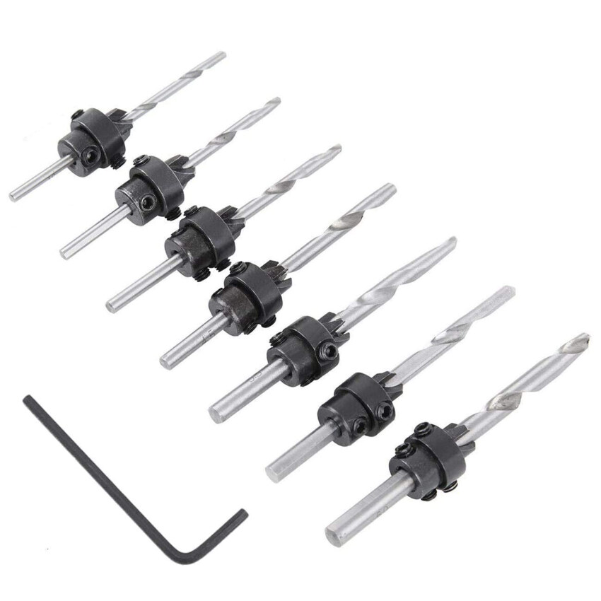 7pcs set HSS Wood Screw Drills Woodworking Counter Sink Drill Bit