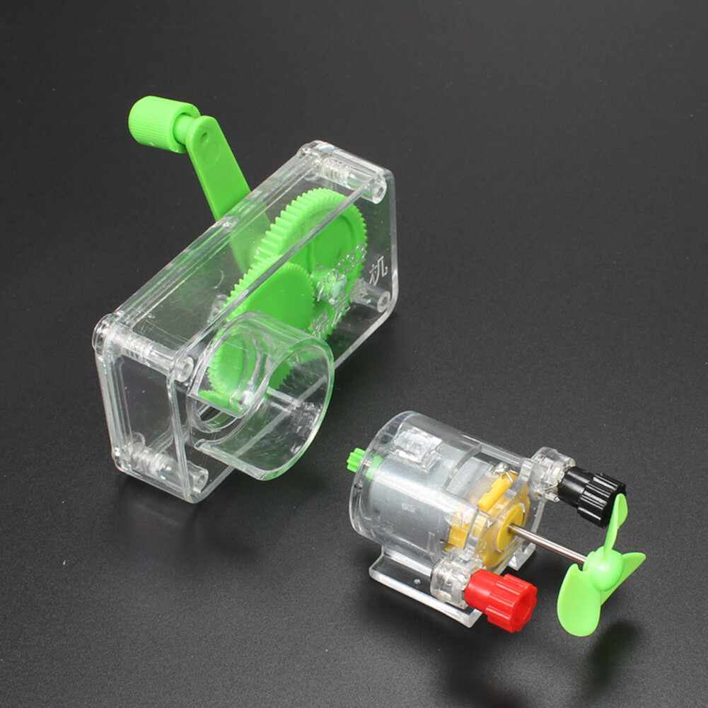 Children DIY Hand Crank DC Generator Model Fan Kit Experiment Kid Education Toy