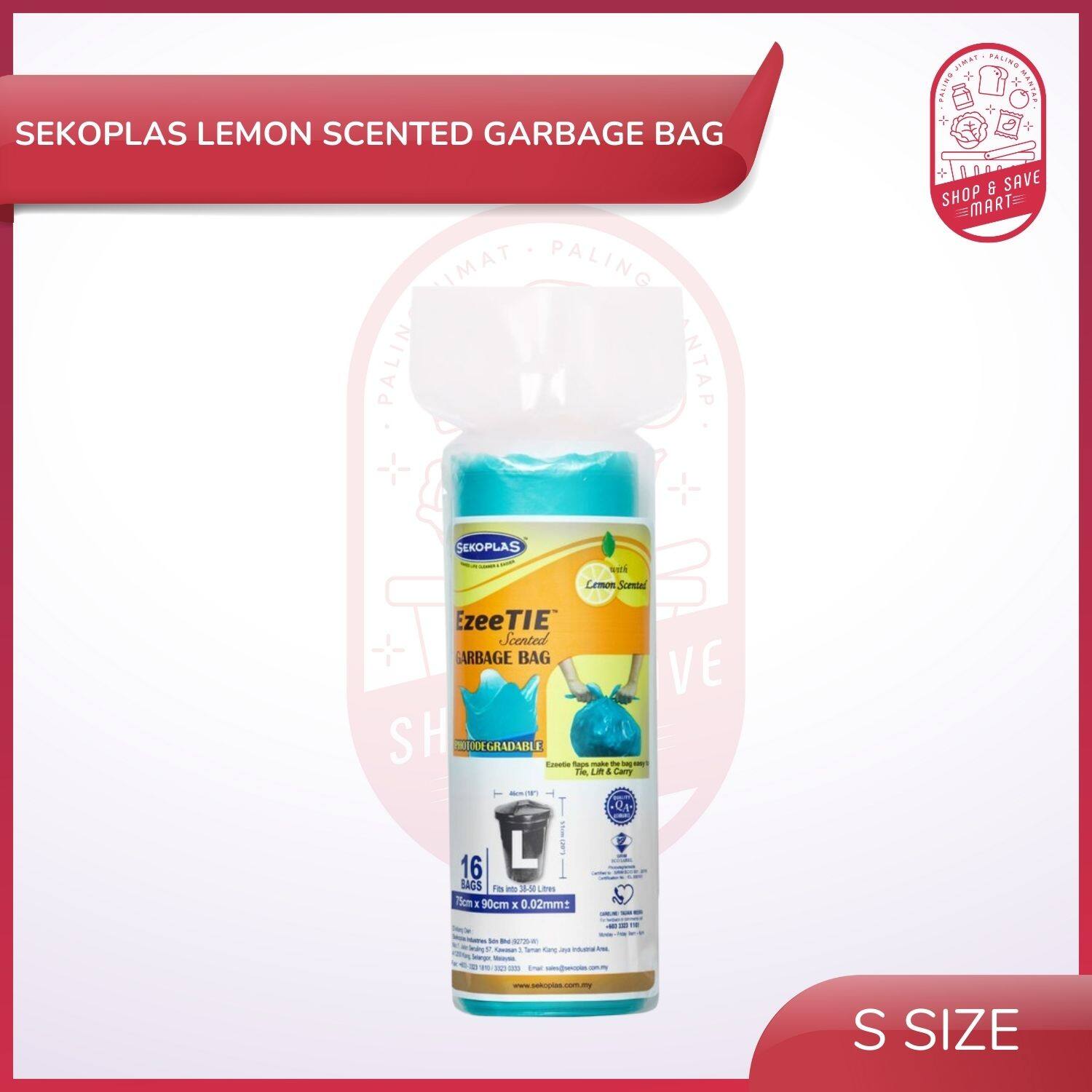 SEKOPLAS EzeeTie Lemon Scented Garbage Bag (Size Small / Medium