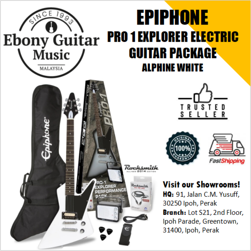 Epiphone PRO-1 Explorer Electric Guitar Package, Alpine White Malaysia