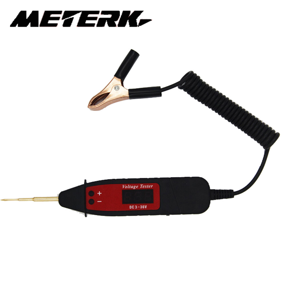 Meterk Universal Multifunctional Car Digital LCD Electric 5-36V Voltage Test Pen Probe Detector Tester LED Light Automotive Diagnostic Tool