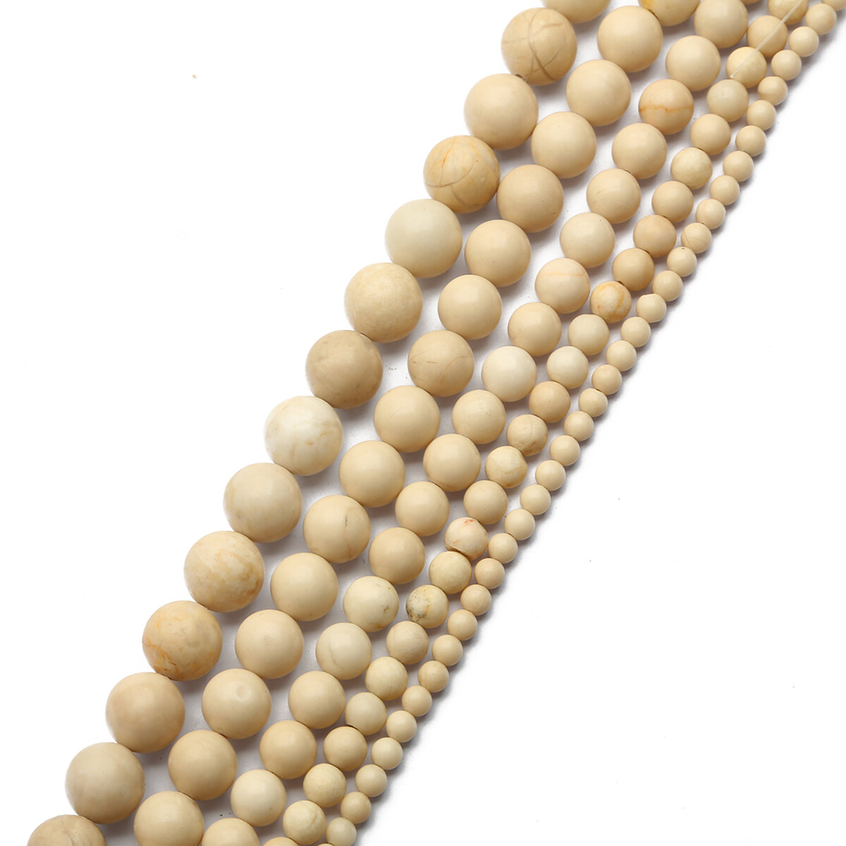 4/6/8/10/12mm Natural Stone Beads White Fossil Round Loose Spacer Beads For Jewelry Making DIY Bracelet Necklace Accessories Length 15''