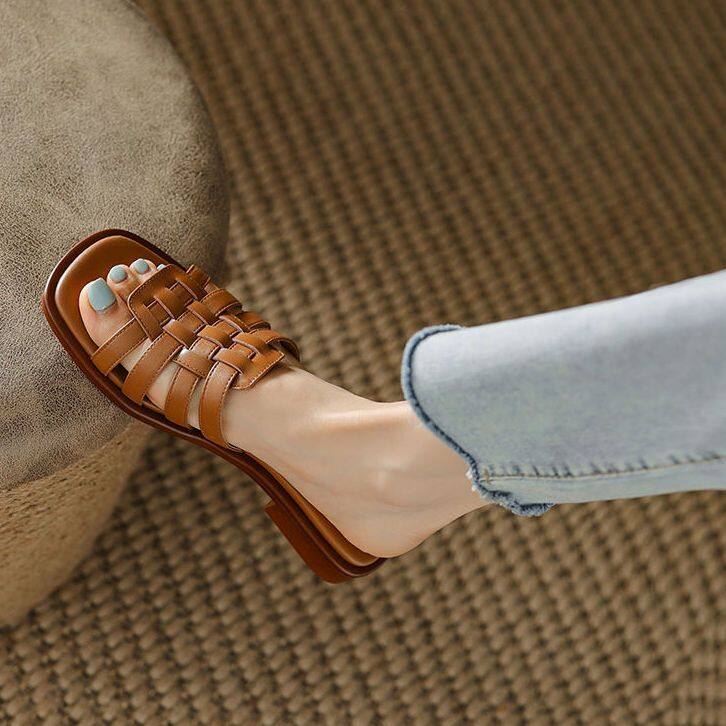 35-40 Cowhide French vintage sandals