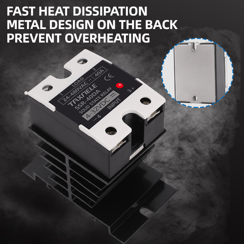 Rơ Le Trạng Thái Rắn SSR 40DA SSR 25DA 10DA Rơ Le Trạng Thái Rắn Đầu Vào DC Đến AC 4-32VDC 24-480VAC Công Nghiệp SSR Đơn Màu Đen