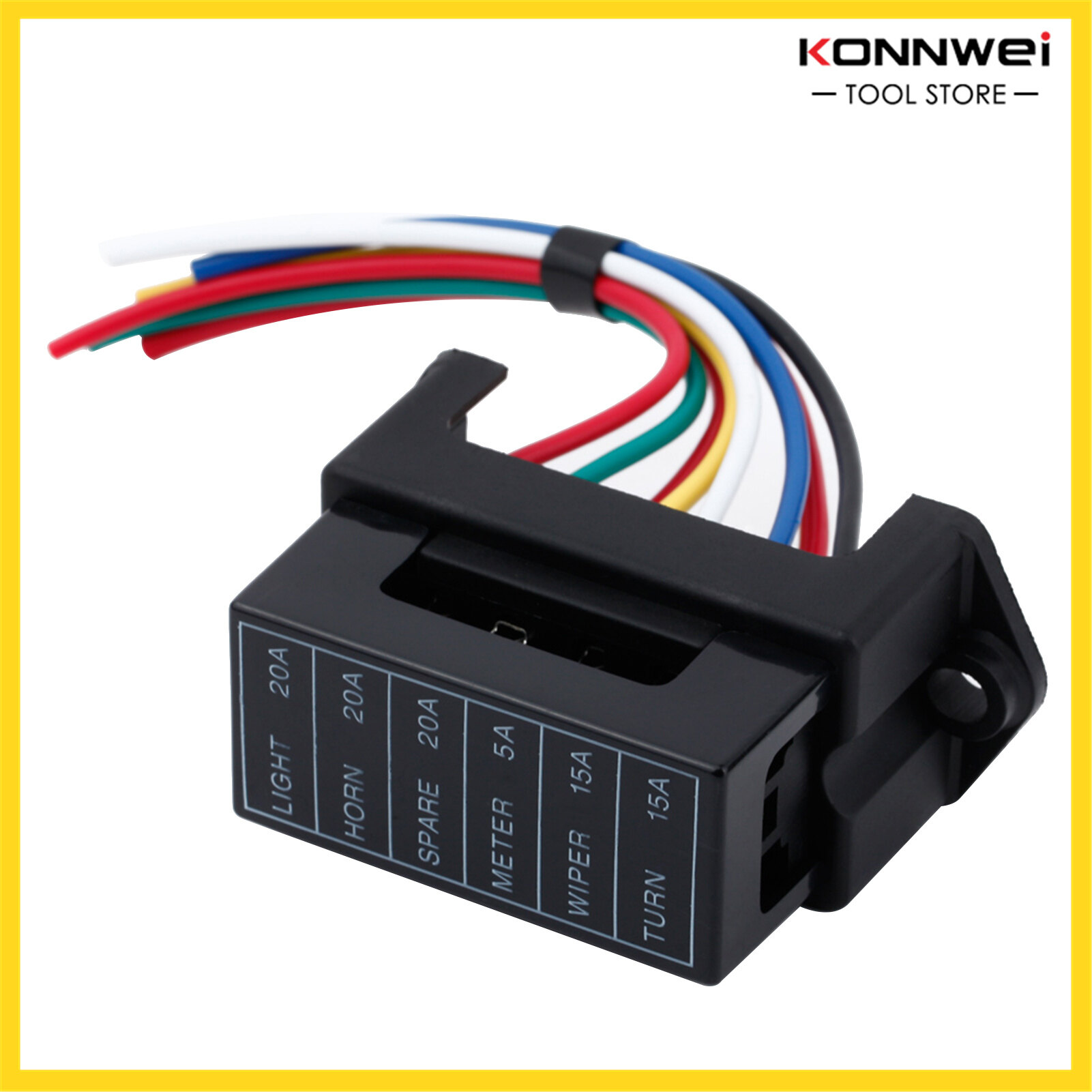 6 Way DC32V Circuit Car Trailer Auto Blade Fuse Box Block Holder ATC ATO 2-input 6-ouput Wire