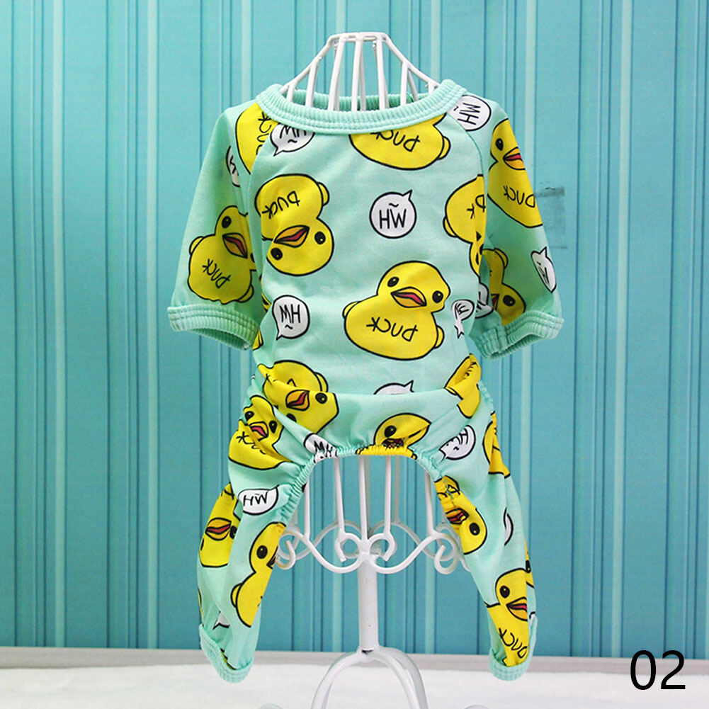 Hittime New Lovely Dog Yellow Duck Cartoon Print Pajamas Warm Clothes Chihuahua Pet Puppy Clothing for Dog Jumpsuit