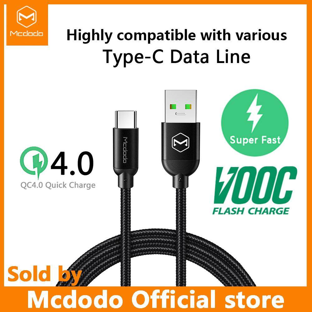 MCDODO Kabel USB Tipe C 5A Super Pengisian Cepat VOOC Flash Charg USB Kabel Data Cord Telepon untuk Samsung s9 Huawei Mate 20 P30 Pro OPPO R15 R17 Reno Menemukan X Kabel Lampu