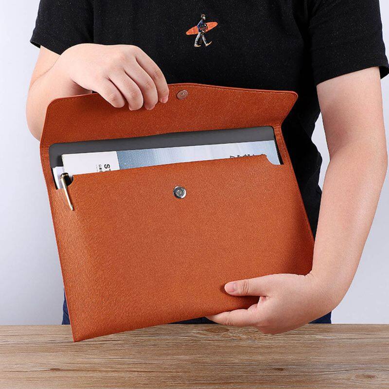 Waterproof Leather A4 Business Briefcase File Folder Document Paper Organizer Storage Bag