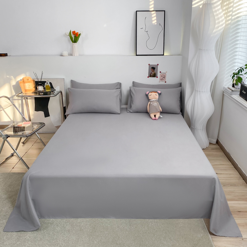 1 Chiếc Ga Trải Giường Màu Trơn 100% Cotton Cho Người Lớn Trẻ Em Ga Trải Giường Đơn Giường Đôi Phẳng (Không Có Vỏ Gối)
