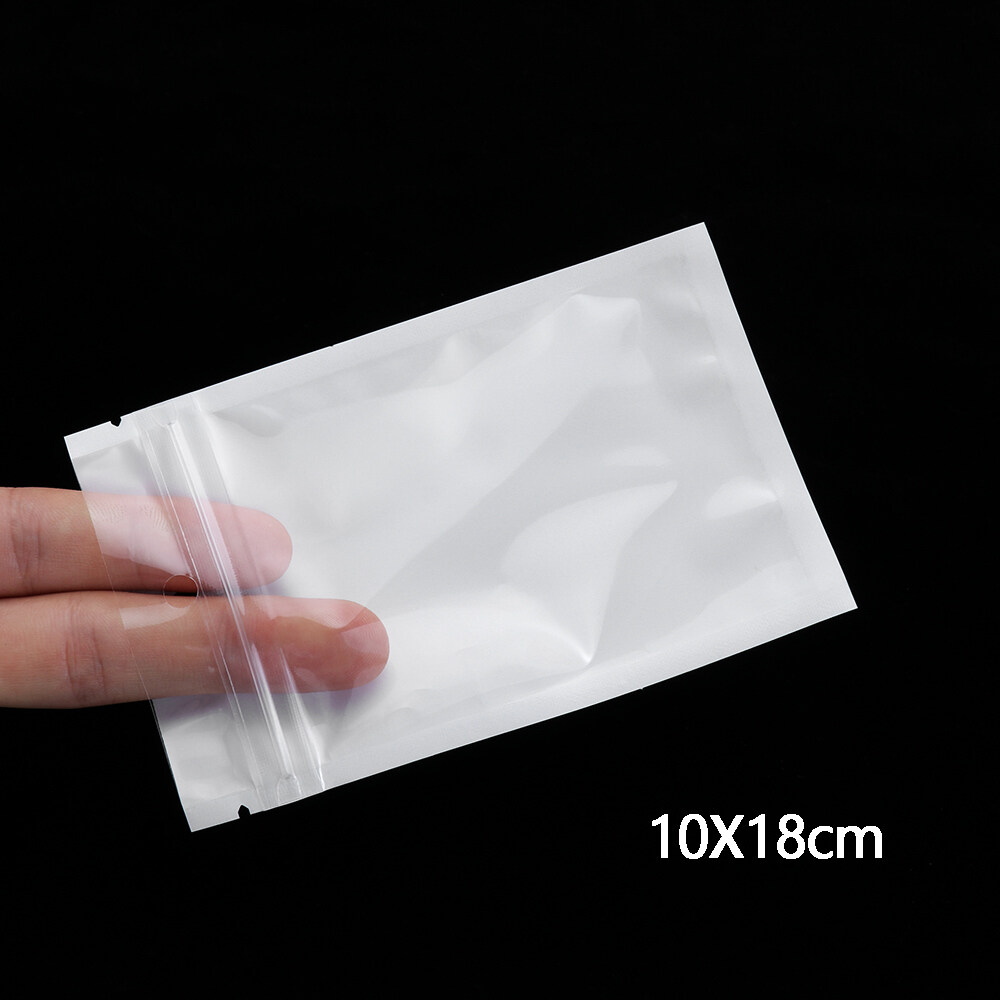 100pcs Pearlescent bag White/Clear Plastic Retail Pack Poly Self Seal Hang Hole Storage Packaging Bag
