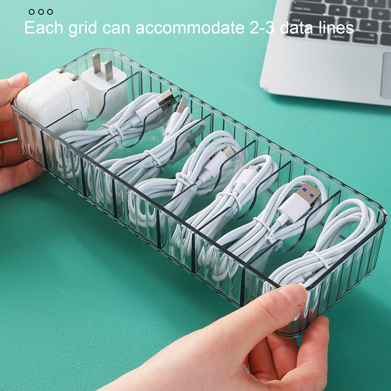 Laca Anti-shock Universal Cable Storage Box Plastic Individual Grid Multi-use Cable Storage Holder for Home