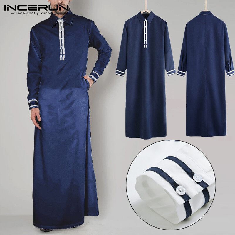 Beehoo INCERUN Jubbaเสื้อผ้าบุรุษซาอุดิอาหรับThobeอิสลามKaftan Tunic Caftan