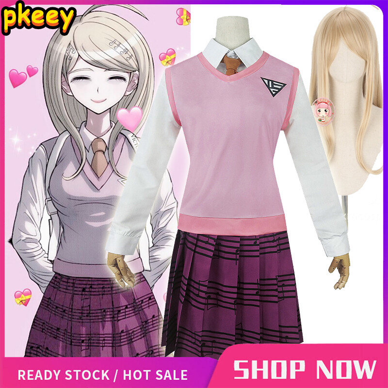 New Danganronpa V3 COSPLAY Akamatsu Kaede Costume Women's Uniform Anime Shirt / Vest / Skirt / Socks/Wigs JK School Uniform