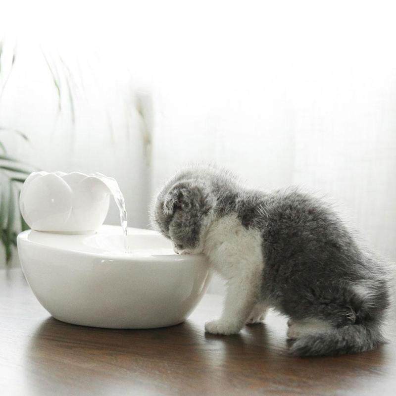 Vòi Phun Nước Cổ Điển Cho Chó Mèo, Đài Phun Nước Uống Gốm Sứ Tròn Tự Động Tuần Hoàn Cho Thú Cưng