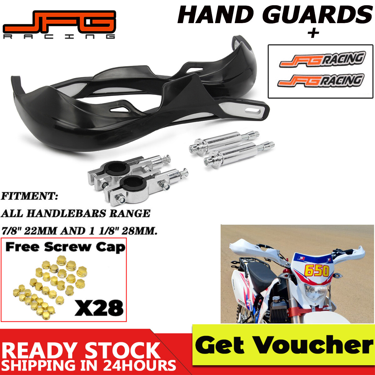 JFG Racing Motorcycle Black 22mm 28mm Handguard Handguards Hand Guards Protector Universal  Handlebar  For CRF YZF KTM RMZ Dirt Pit Bike Motocross Accessories