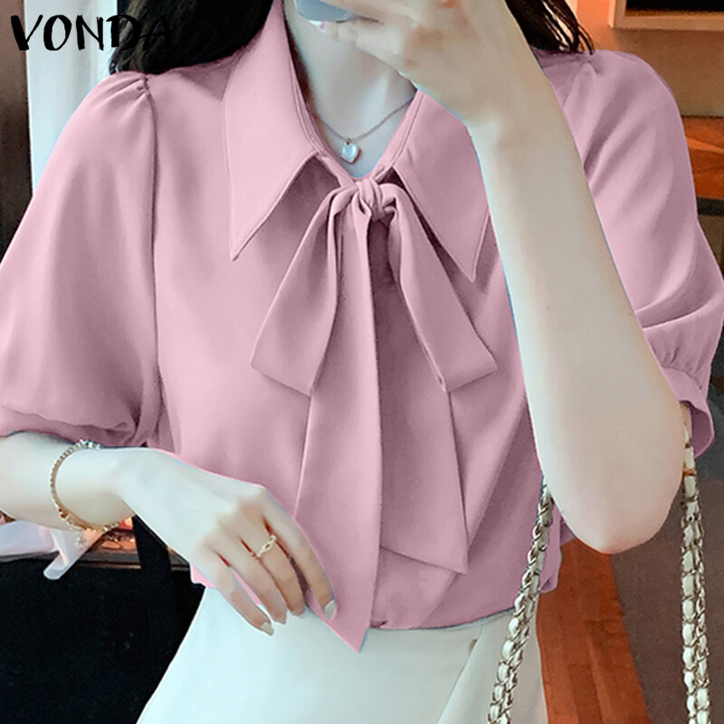 Fancystyle VONDA Women's Business Leisure Turn-Down-Collar Shirts OL Work Button Down Tops