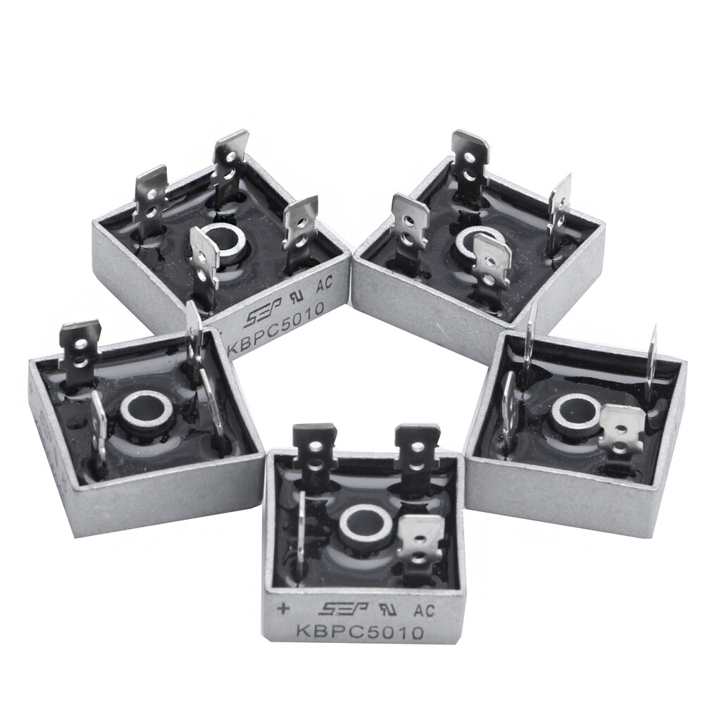 5 x kbpc5010 1000v 50a metal case 4 pin single phase diode bridge rectifier