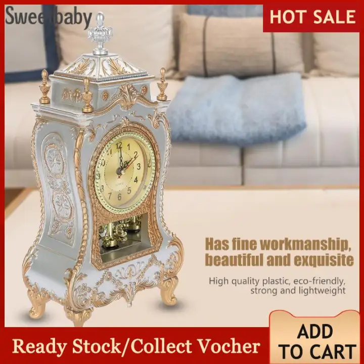 Vintage Style Plastic Table Clock Antique Home Hotel Decorative