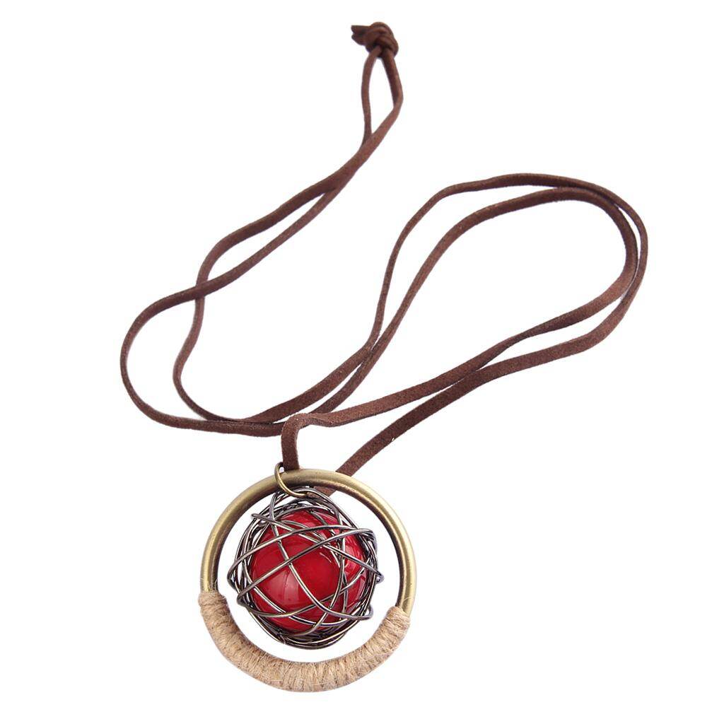Lazaralifewomen vòng cổ hạt cườm đỏ phong cách boho áo len dài tổ chim, chuỗi, vòng tròn mặt dây chuyền vòng cổ