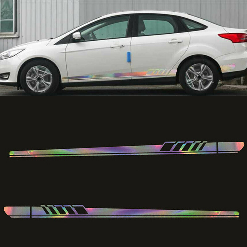 Both Side Vinyl Long Stripe Decal Sticker 2pcs Pack Reflective Car Body-Reliable