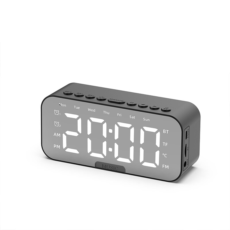 Desktop alarm clock, Bluetooth wireless audio, mini LED mirror digital clock, mobile phone speaker, gift, stereo sound effect
