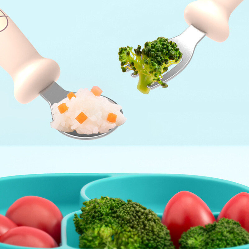 IP Portable Children's Fork and Spoon Creative Cartoon Fork and Spoon Complementary Feeding Spoon Fork Stainless Steel Training Cutlery