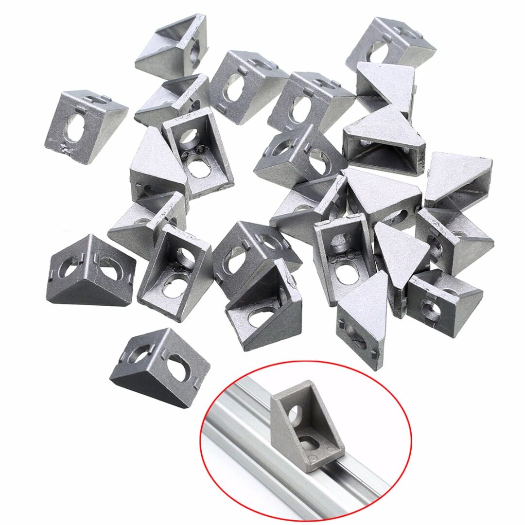 Bokali 25pcs new 2017mm solid cast aluminum 2020 corner bracket for 20mm extrusion