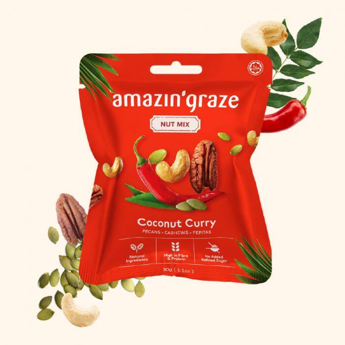 Amazin' Graze Mini Nut Mix 30g 4 Flavours Pandan Coconut / Zesty