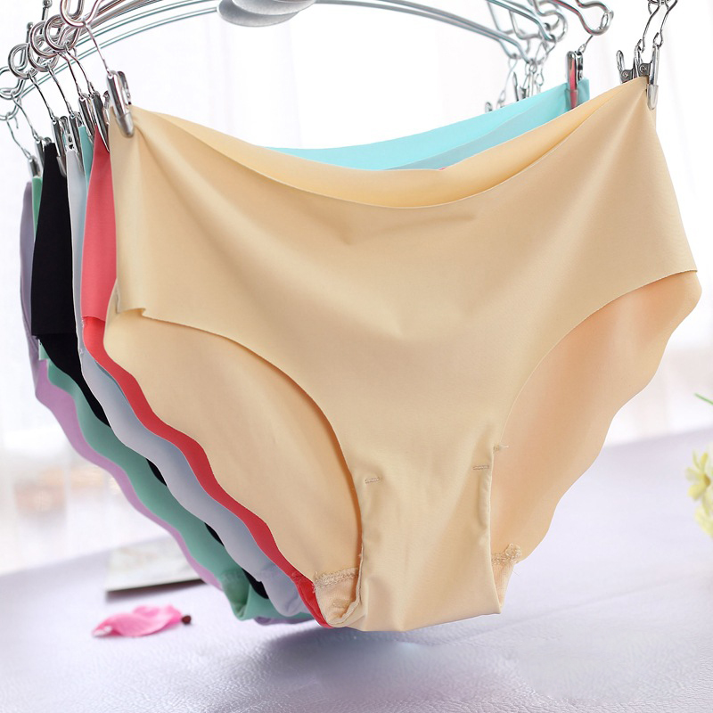 Summer Thin Breathable Seamless Ladaies Underwear Panties Women's Mid-waist Ice Silk One Piece Stretch Large Size Briefs