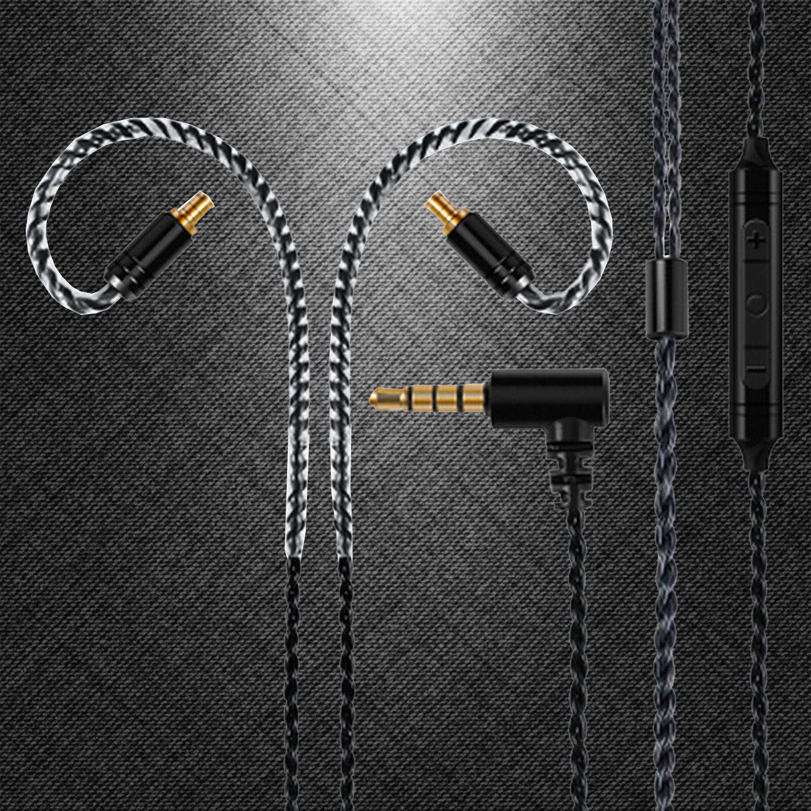Baicai Cáp Tai Nghe Nhà Bếp Cáp Âm Thanh Tai Nghe 3.5Mm Độ Bền Cao Chuyên Nghiệp Thay Thế Bằng Mic Cho Shure SE215/Cho Sennheiser IE80S/Cho Audio-Technica A2DC/LS70/IM50/IM04 Tai Nghe Âm Thanh Rắn