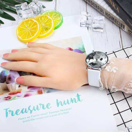 Yika มิกกี้เม้าส์หนังนาฬิกาข้อมือสตรีสาวผู้หญิงวัยรุ่นนาฬิกาการ์ตูนเด็ก