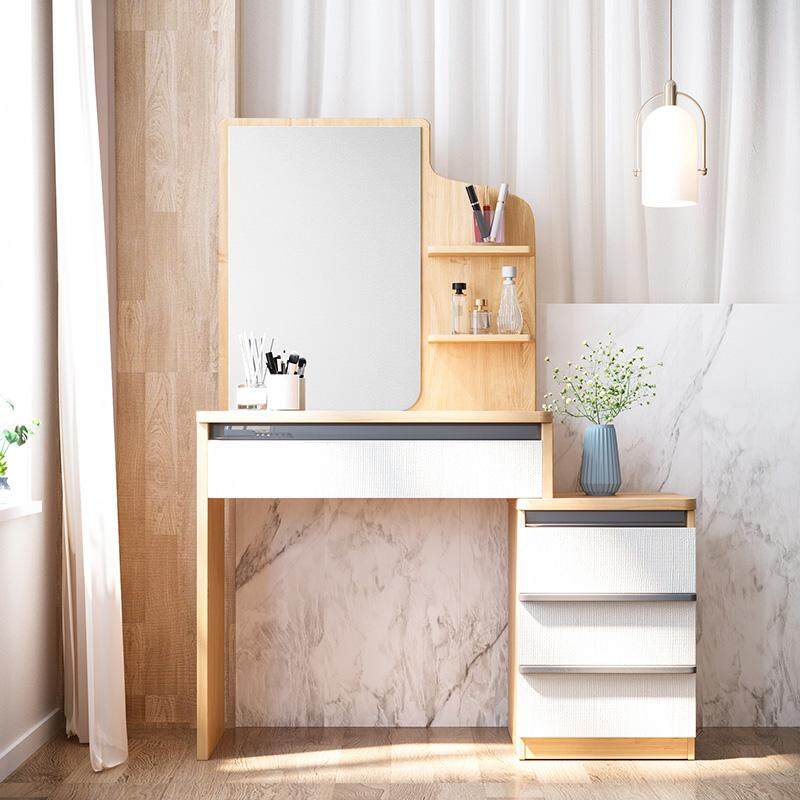 Linsy Multi-function Modern Computer Table, Dressing Table with Mirror set, Natural wood color Dressing Table BR3C