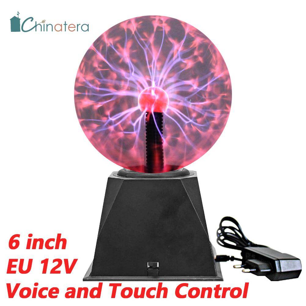 Chinatera USB Sound Control Magic Plasma Ball Lamp LED Night Light Atmosphere Touch Glass Plasma Light Christmas Party Decor Birthday Gift