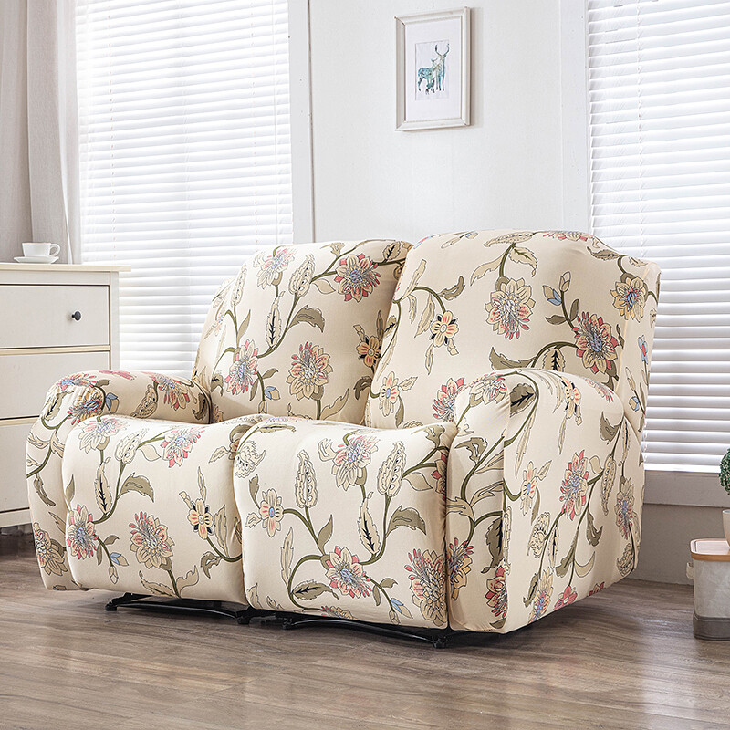 Đàn hồi có thể ngả Bọc ghế sofa đàn hồi thiết kế xẻ thư giãn Tấm phủ ghế sofa rắn phòng chờ ghế bành bao gồm với túi bên 4 cái/bộ