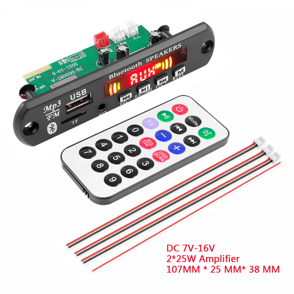 KEBETEME Wireless Bluetooth 5V 12V MP3 Player Decoder Board  FM Radio TF USB 3.5 Mm AUX Module Bluetooth Receiver For Car Audio DIY Speaker Car Kit With remote control