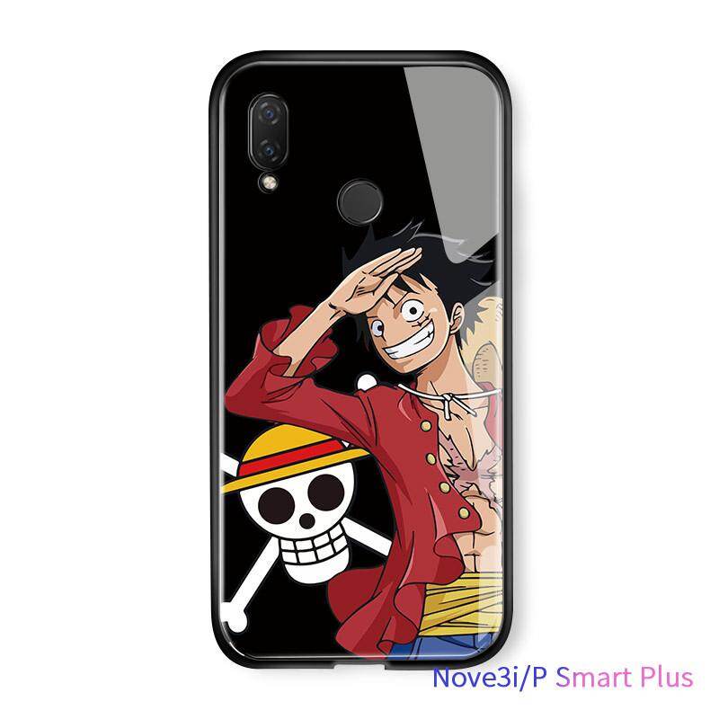 UCUC For Huawei Nova 3i Case Luffy Anime Glossy Casing Phone Case Soft Edge Tempered Glass Back Cover
