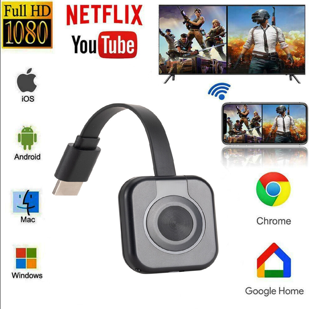 ORIGINAL Miracast Dongle Wifi Wireless HDMI Mirror Screen Display Adapter For 1080P TV Display Adapter WiFi 1080P Mobile Screen Mirroring Receiver Dongle to Projector Support for Android Mac iOS Windows Mirroring Cast NetFlix Chill High Definition