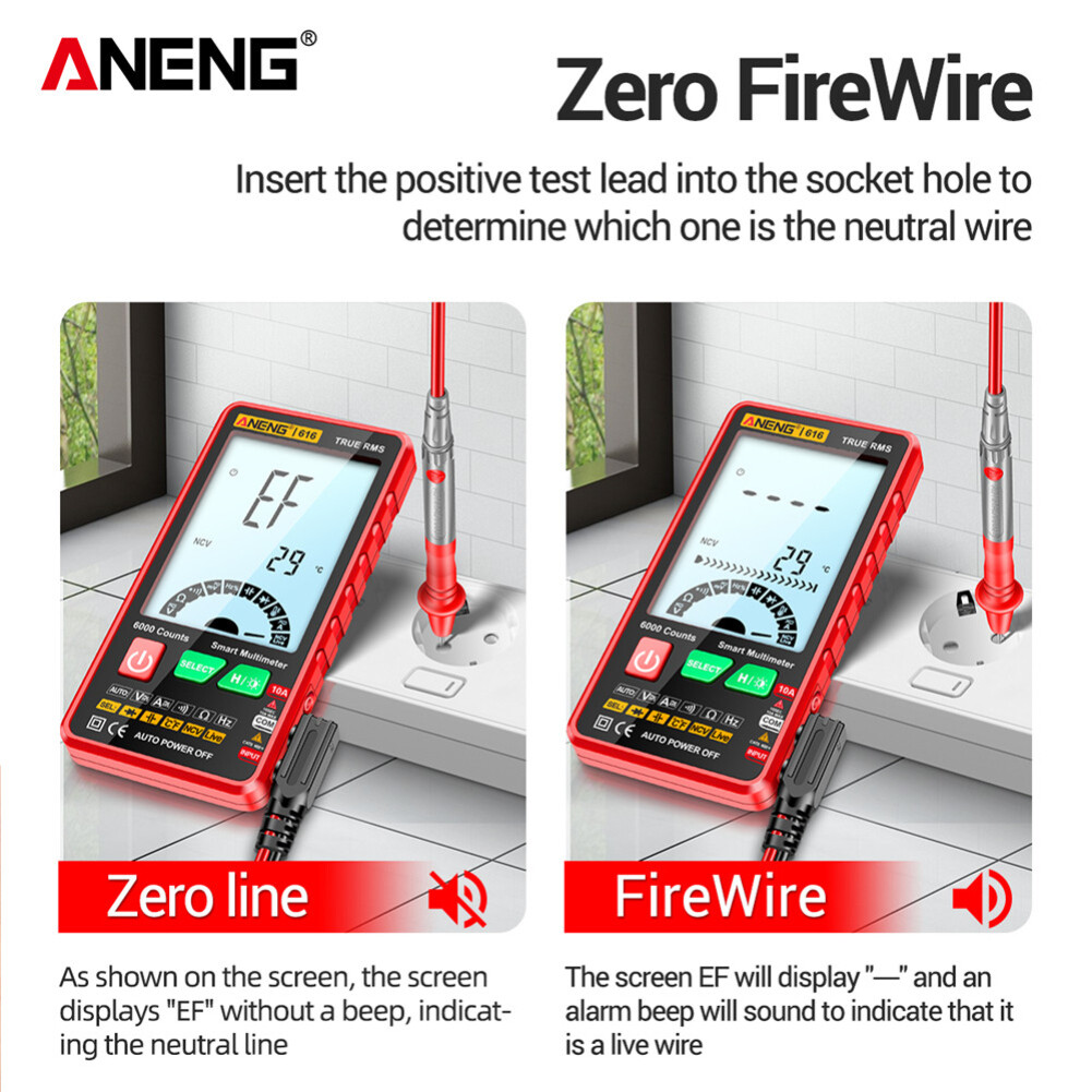 Fdikou ANENG 616 Large Screen Backlight Digital Multimeter 6000 Counts Ultra Thin Intelligent AC DC Voltage Current Multímetro TestTool