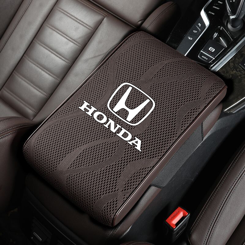3d nappa leather memory foam car armrest box mat for honda civic brv hr-v accord city jazz brv mobilio crv brio