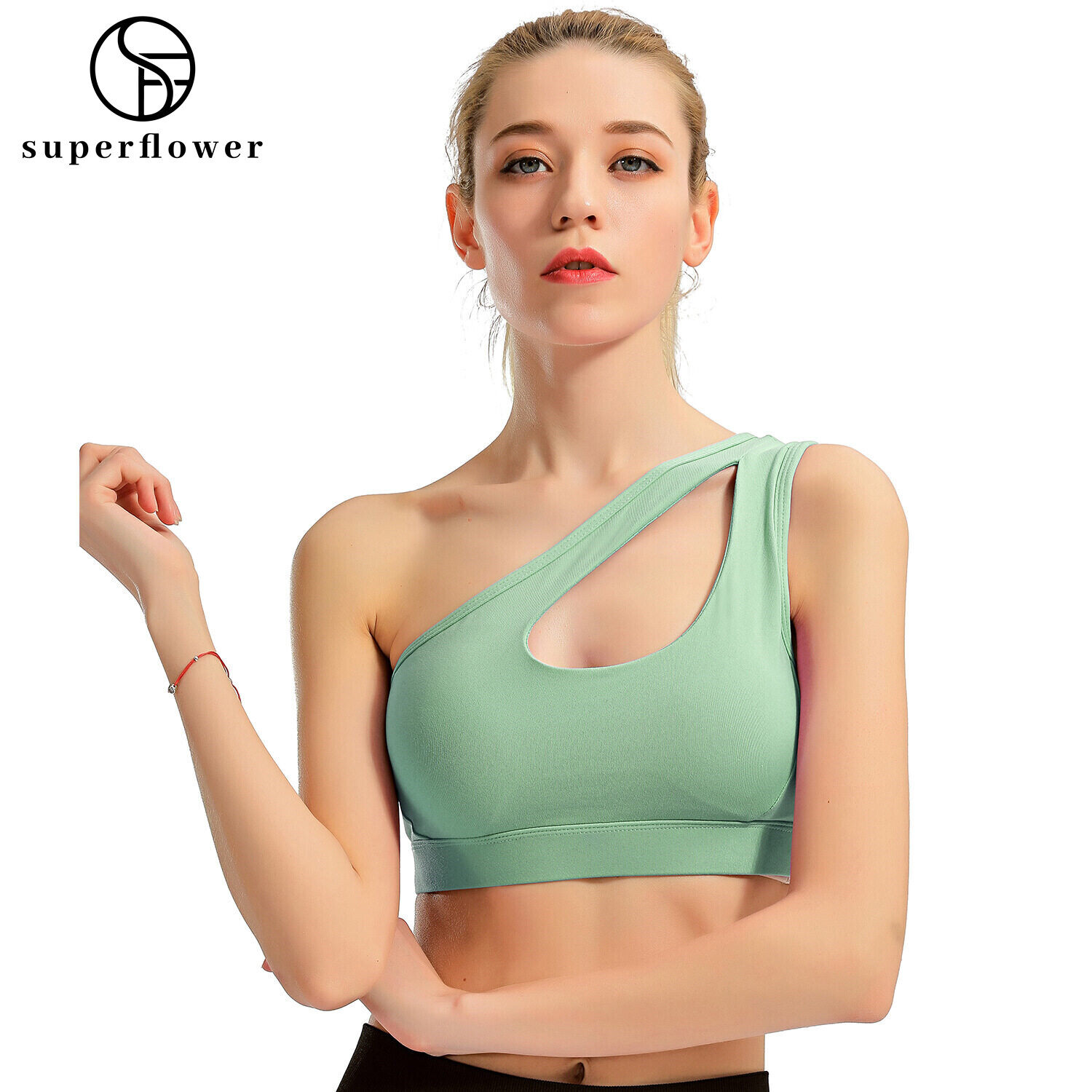SUPERFLOWER Reggiseni yoga monospalla da donna Push Up Sport Top Crop Gilet atletico_voghion.com