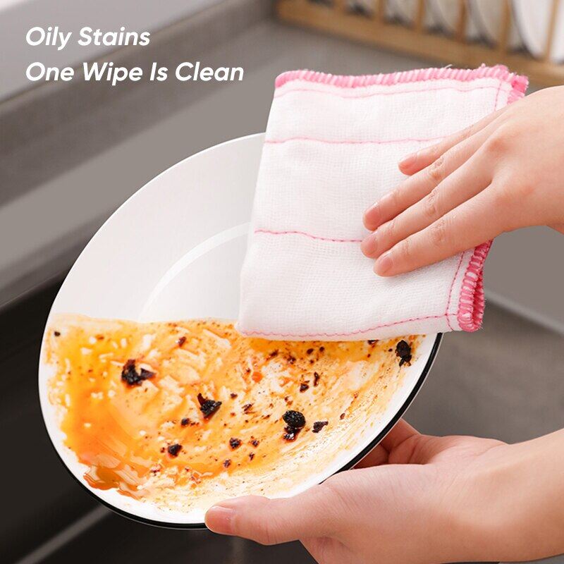 8 Layer Kitchen Towel Microfiber Kitchen Cleaning ClothAbsorbent Thick Scrubbing Pad Daily Use Kitchen Towel
