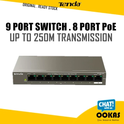 TENDA 9-Port Desktop PoE Switch 10/100Mbps TEF1109P-8-63W For CCTV, Surveillance IP Camera