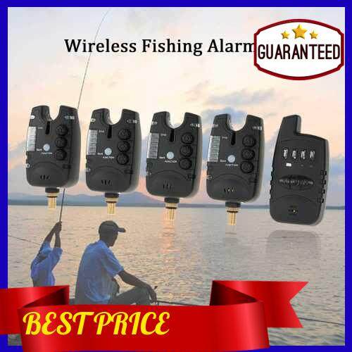 Lixada Wireless LED Fishing Alarm Alert Set with Case 4 Fishing Bite Alarms 1 Receiver