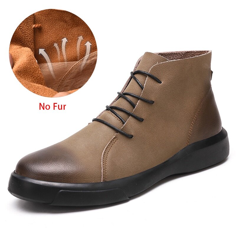 DEKABR Fashion Autumn Winter Men Boots Genuine Leather Handmade Ankle Boots Outdoor Waterproof Men Business Banquet Leather Boot 39-47