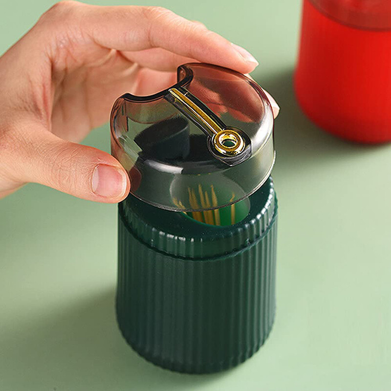 【YIDEA HONGKONG】Toothpick Box Toothpick Dispenser  Automatic Eject Toothpick Jar Holder Household Convenient