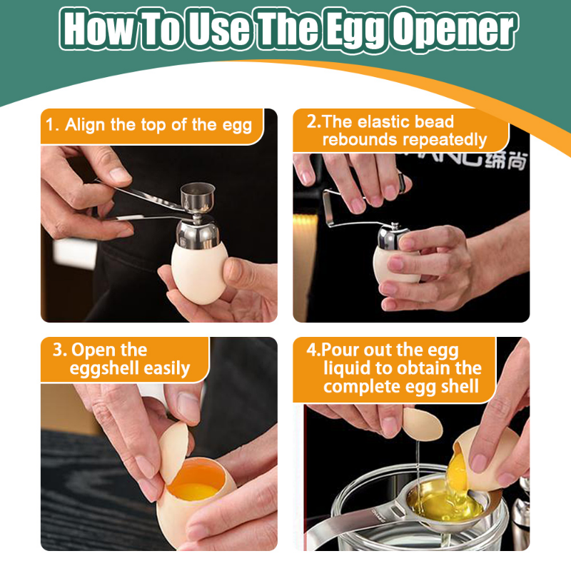 Metal Eggshell Cutter Egg Opener Shell Opener 304 Stainless Double Head Egg Topper Shell Opener Boiled Raw Egg Creative Kitchen Tool