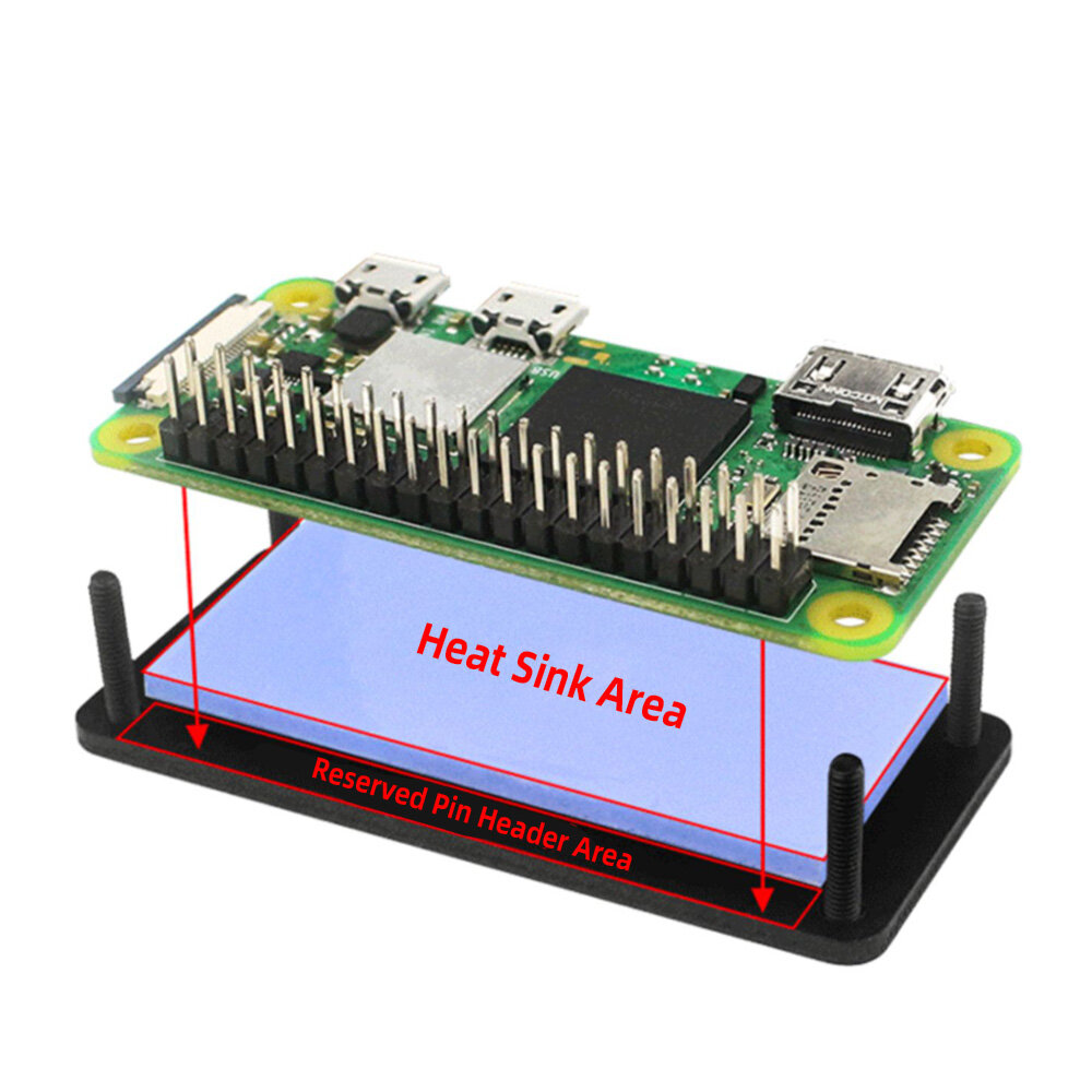 LANGTU Vỏ Nhôm Nguyên Chất 2W Raspberry Pi Zero Vỏ Bảo Vệ 2W Raspberry Pi Zero + Đầu Ghim