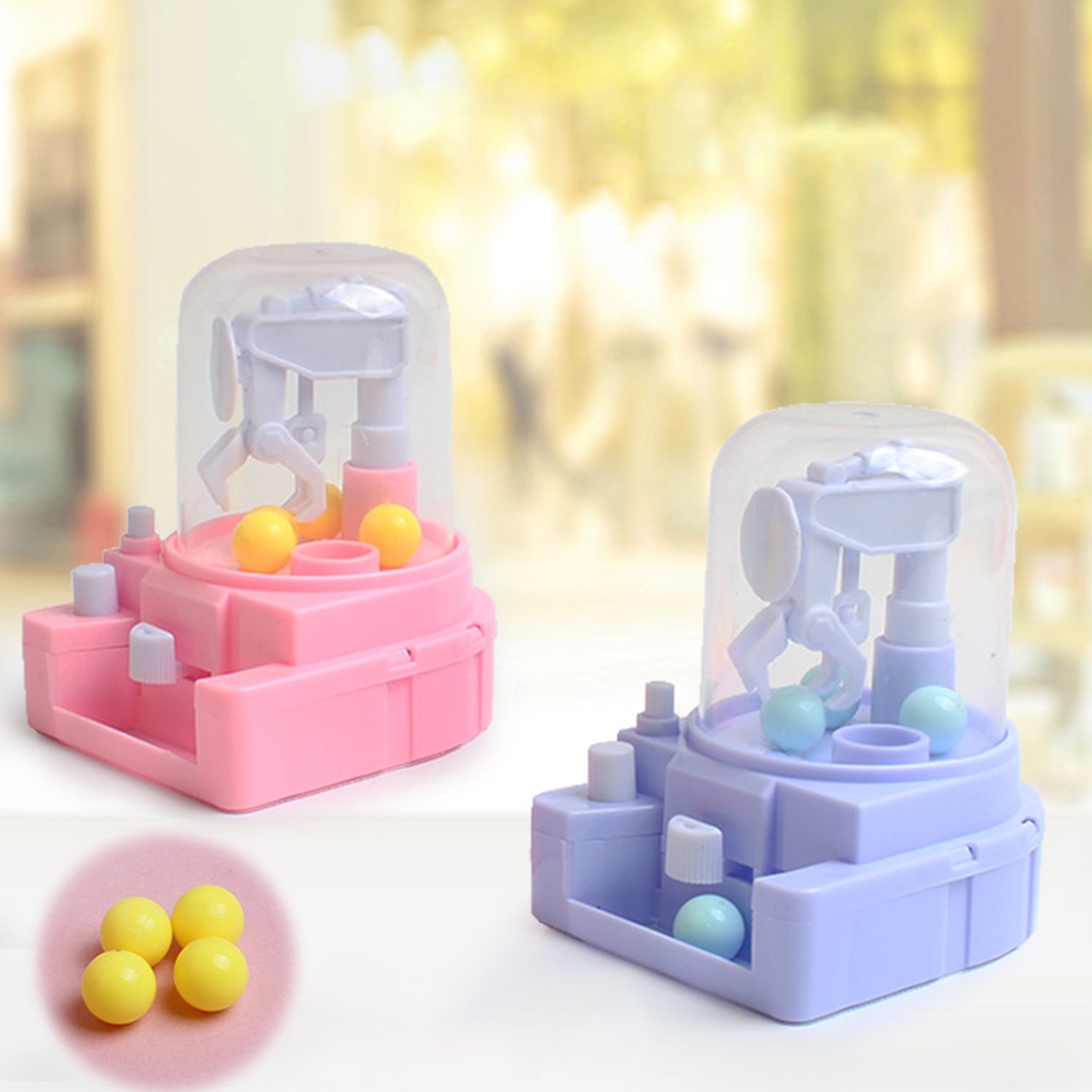 Mini Claw Machine 4 Tiny Stuff Prizes Multi-Color Mini Ball Cute Shape Skill Training Desktop Game Interactive Claw Machine Catcher  Gashapon Grabber Toy Kids Toy Gift