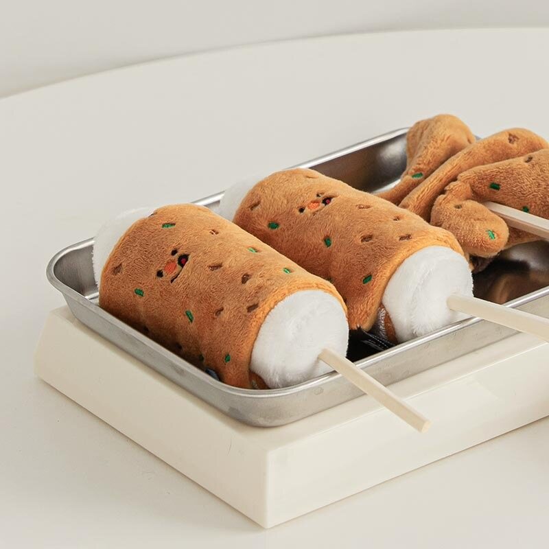 DY Loving Korean Pet Toy Rice Cake Rolls Delicious Fish Cake and New Year Cake Hidden Food Toy Plush Toys