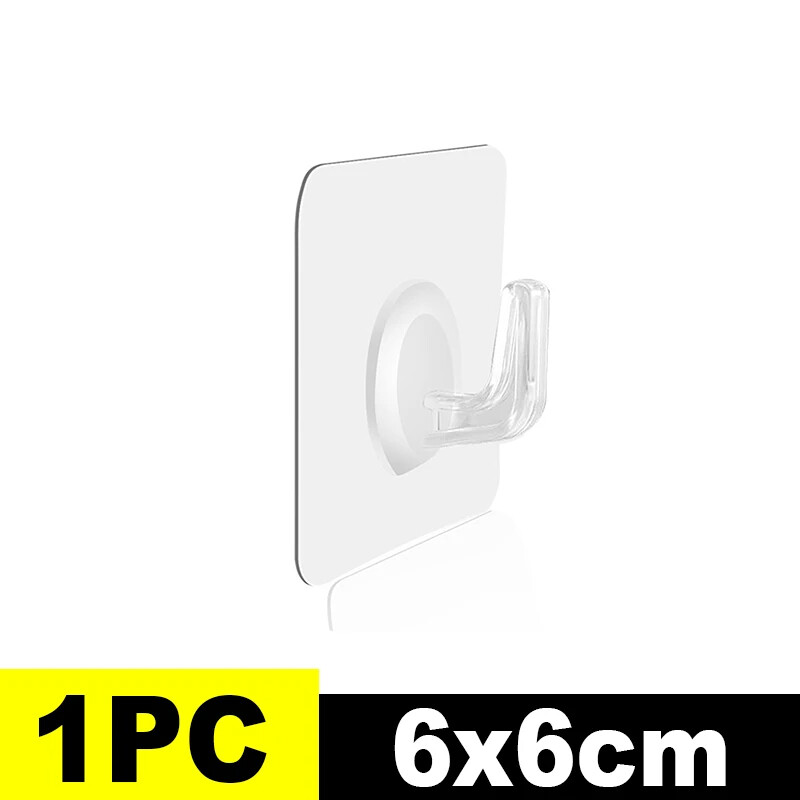 50pcs Transparent Wall Hooks Hangers Self Adhesive Heavy Duty Door Wall Hanging Hook for Kitchen Bathroom Organizer Holders